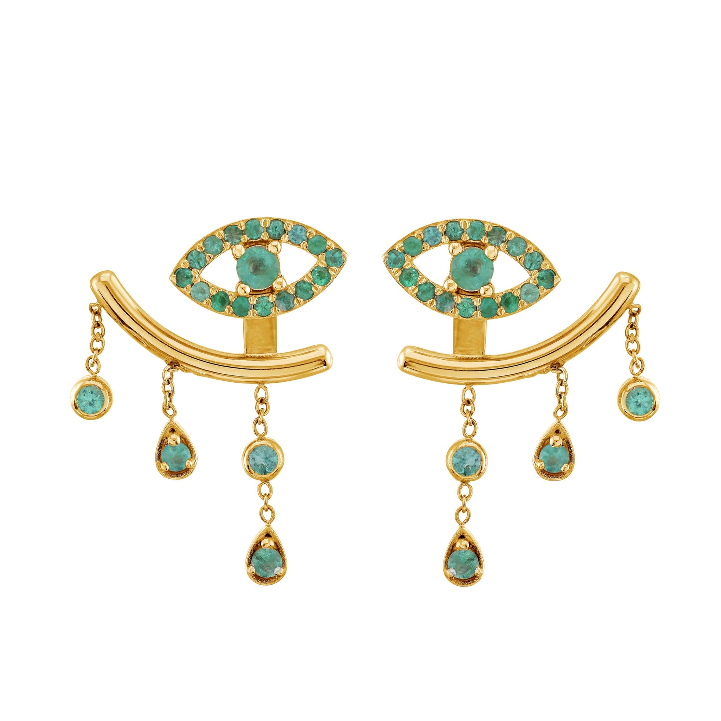 SHARON EYE EMERALD EARRINGS WITH SLEEVE