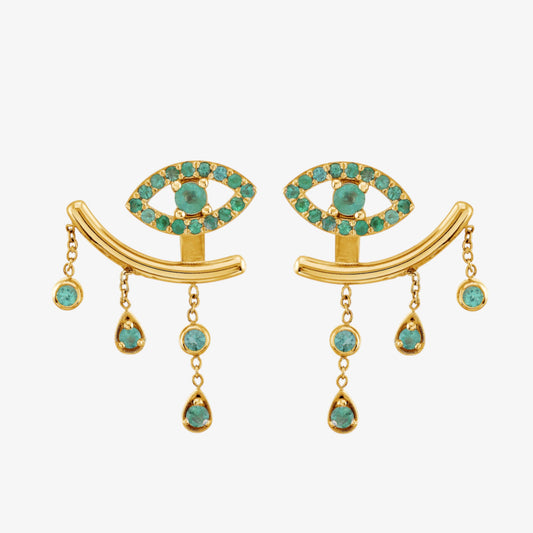 SHARON  EYE EMERALD EARRINGS WITH SLEEVE