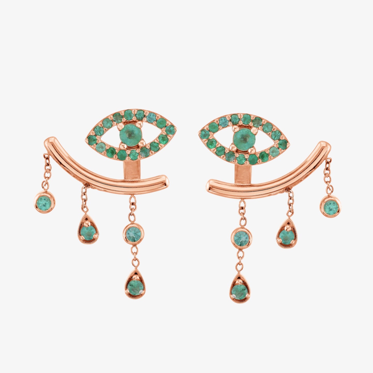 SHARON  EYE EMERALD EARRINGS WITH SLEEVE