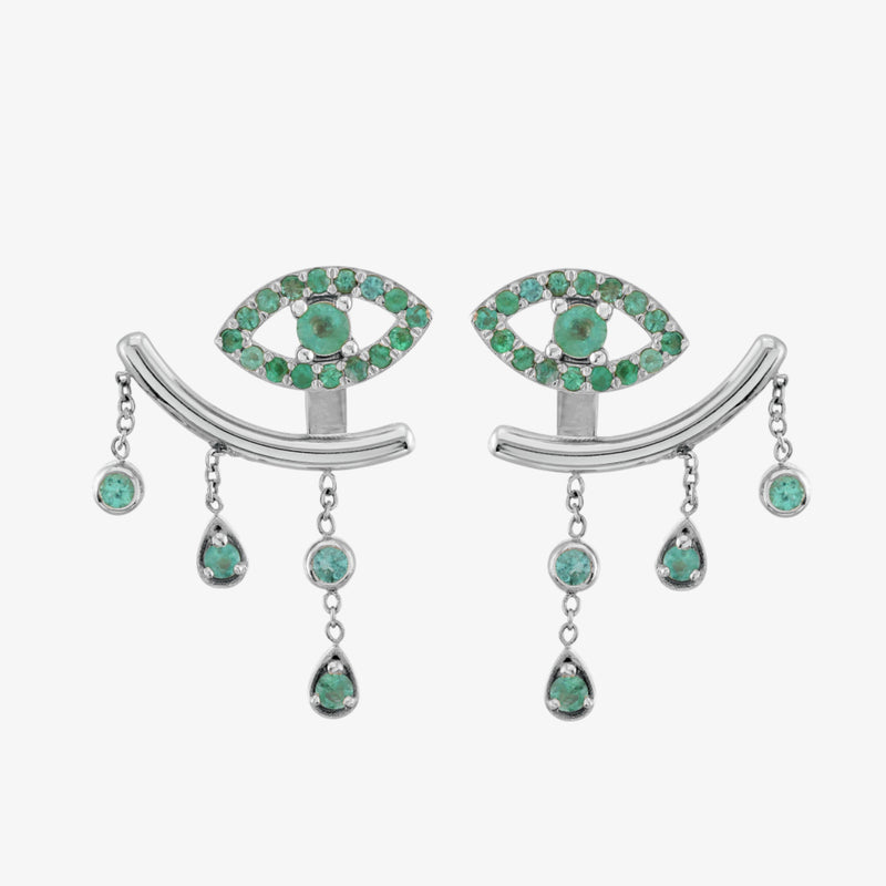 SHARON  EYE EMERALD EARRINGS WITH SLEEVE